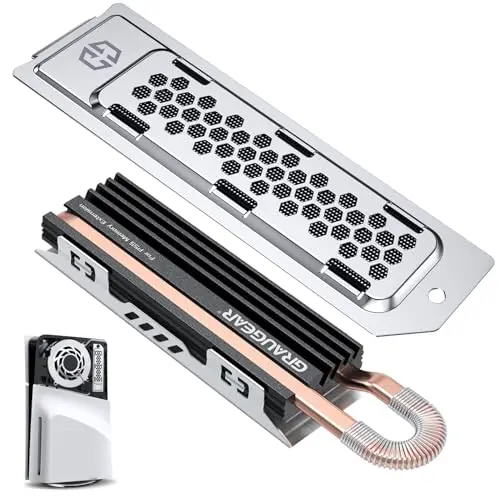 GRAUGEAR HeatPipe-Kühlkörper für M.2 NVMe SSD, PS5 Pro & Slim, Staubgeschützte Abdeckung