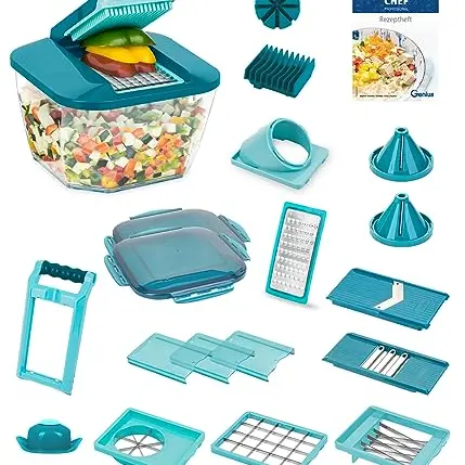Nicer Dicer Chef Professional Gemüsescheider 23-tlg. mit großem Auffangbehälter und Rezeptbuch
