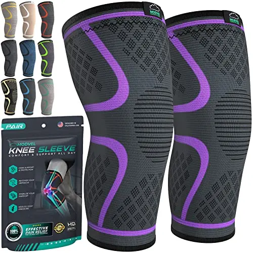 MODVEL Kniebandage Set für Sport und Alltag – Bequeme, atmungsaktive Bandage aus weichem Nylon-Latex