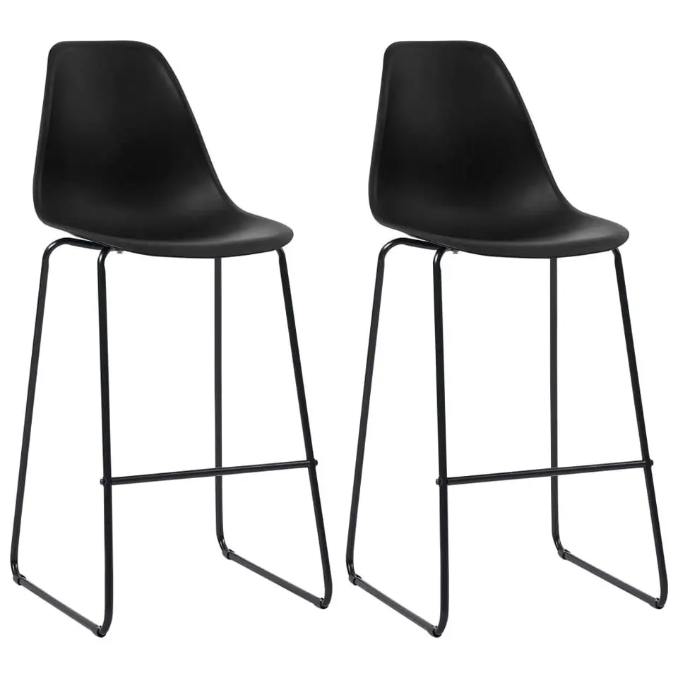 vidaXL 2x Barhocker Schwarz Kunststoff mit Metallbeinen, Tresenstühle, Küchenhocker, Thekenhocker, Barhocker