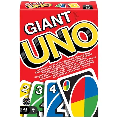 Mattel UNO Giant Kartenspiel für die Familie, 108 übergroße Karten, tolles Geschenk für Kinder ab 7