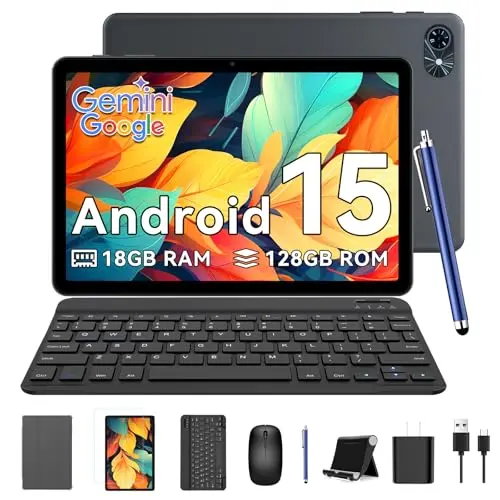 TABWEE T80 10 Zoll Android Tablet mit Tastatur - 18GB RAM, 128GB Speicher, 6000mAh, GPS, Face ID (2 Jahre Garantie)