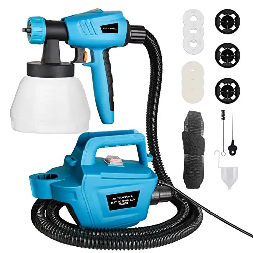 Tilswall 800W Farbsprühsystem mit 1300 ml Behälter, 3 Düsen, 3 Spritzmustern und 2,5 m Luftschlauch – Für Wände & großflächiges Sprühen