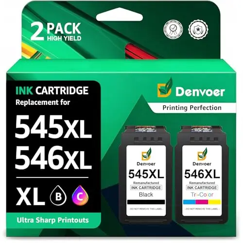 Denvoer PG-545XL CL-546XL Ersatzpatronen für Canon Pixma TS3350, TS3450, TR4550 (Schwarz, Farbe)