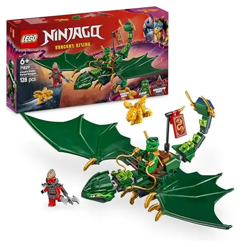 LEGO NINJAGO Lloyds grüner Walddrache mit 2 Minifiguren – beweglicher Schwanz, Hals, Beine & Flügel – Geschenk für Kinder ab 6 Jahre