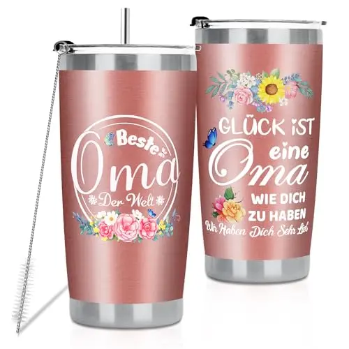Mestect PET Thermobecher für die beste Oma der Welt - Geschenke zum Geburtstag, Muttertag und Weihnachten, 600ml