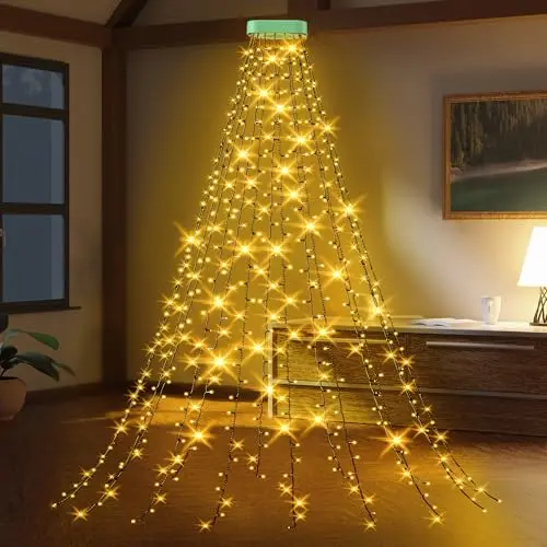 GYLEFY Weihnachtsbaum Lichterkette 2M mit 400 LEDs und 8 Modi - Wasserdicht und für Innen/Außen geeignet - Warmweiß
