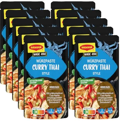MAGGI Food Travel Curry Thai Style Würzpaste, 10er Pack (10 x 65g), Vegetarisch