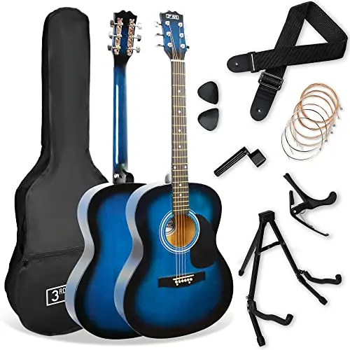 3rd Avenue Westerngitarren-Set für Anfänger in Blau – inklusive Gigbag, Ständer und Zubehör