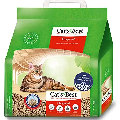 Cat's Best Original Katzenstreu, 100 % pflanzliche Katzen Klumpstreu mit maximaler Saugkraft – bekämpft Gerüche natürlich aktiv, 2,1 kg/5 l