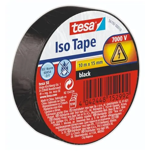 tesa Isolierband, selbstklebend, hitzebeständig, 10 m, schwarz