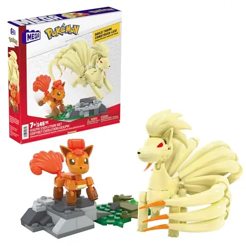Pokémon Vulpix Evolutionsset - 145-teiliges Bauset mit beweglichen Figuren für Kinder ab 8 Jahren