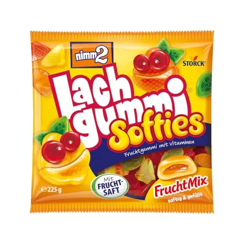 nimm2 Lachgummi Softies FruchtMix, gefüllte Fruchtgummis – 225 g