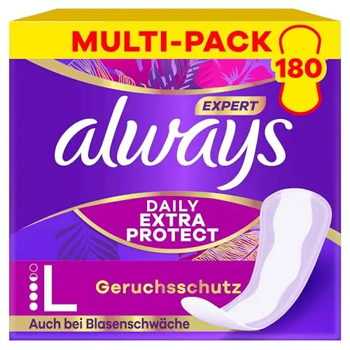 Always Expert Daily Extra Protection Long Slipeinlagen - 180 Stück (3x60) - Geruchsneutral