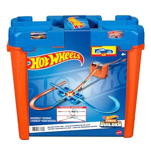 Hot Wheels Track Builder Autorennbahn Bauset mit 2 Autos und Kurven, für Kinder ab 4 Jahren