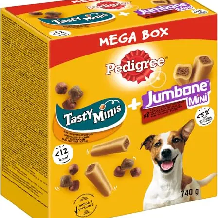 PEDIGREE Mega Box Tasty Minis Huhn & Enten + JUMBONE Mini Rind & Geflügel 740g