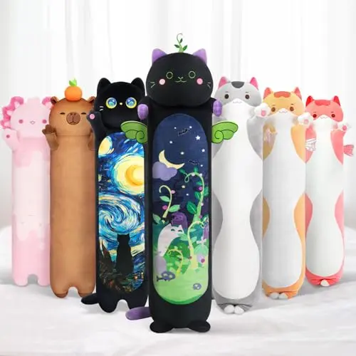 Mewaii 90CM Kawaii Katze Plüschtier in Minze – Kuscheltier & Wurfkissen für Kinder, ab 3 Jahren