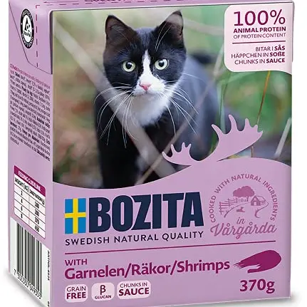 Bozita Katzenfutter mit Garnelen in Soße 16x370g - Getreidefrei und nachhaltig
