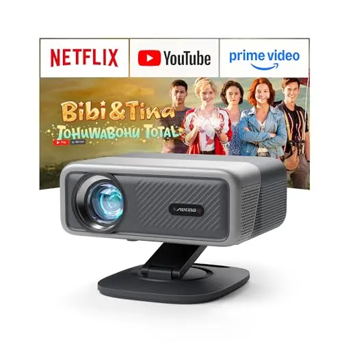 VISSPL 4K Smart Beamer mit Netflix & Dolby Audio, 4000 ANSI, 1080P, WLAN6, Bluetooth, Autofokus, Trapezkorrektur, Heimkino & Outdoor