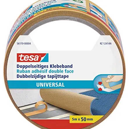 tesa Doppelseitiges Klebeband Universal - Vielseitiges Klebeband für Deko, Verpackungen und Basteln - 5 m x 50 mm