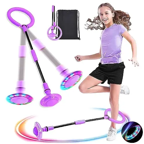 MEISHANG Kinder Blinkender Springring mit Lichtrad - Faltbarer Springball (Lila)