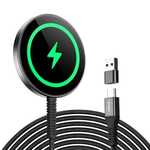 ESR MagSafe Wireless Charger für iPhone 16/15/14/13 und AirPods – Induktive Ladestation mit 1,5m Kabel, Schwarz