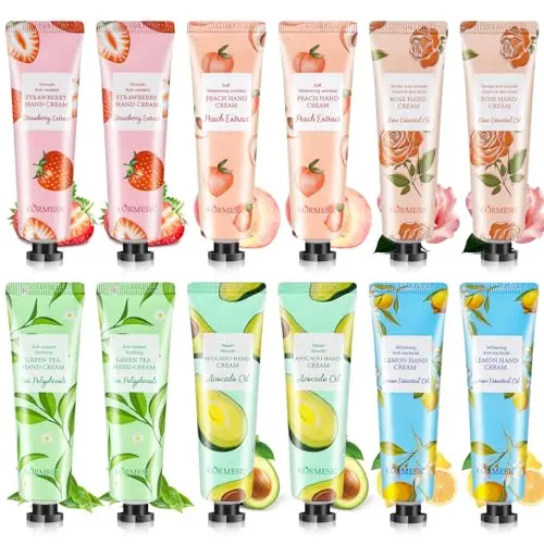 Handcreme Set, 12 Mini Handcremes für trockene Hände - Geschenk für Weihnachten & Geburtstage