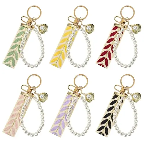 VGECEE 6er Set Perlen Schlüsselanhänger mit Schlüsselring für Mädchen und Damen – Cute Keychains
