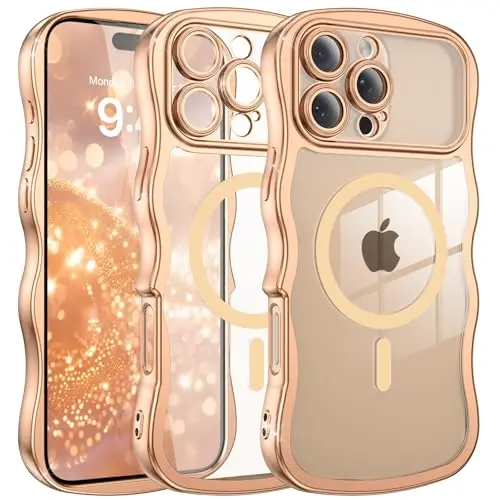 VENINGO iPhone 16 Pro Max Hülle - Militärschutz, Stoßfest, Transparent Gold
