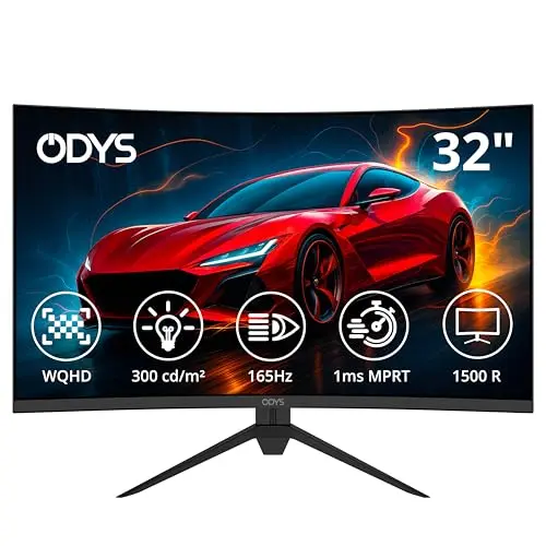 Odys XP32 80cm (32") WQHD Curved Monitor 165Hz mit Blaulicht Reduktion, Schwarz