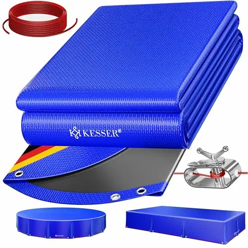 KESSER® Solar Poolabdeckung rund Ø305cm, UV-resistent, wetterfest, inklusive Stahlseil & Spanner