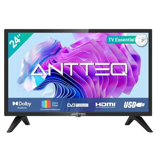 Antteq Essential Series 24 Zoll LED Fernseher mit Dolby Audio, Triple Tuner und Hotelmodus