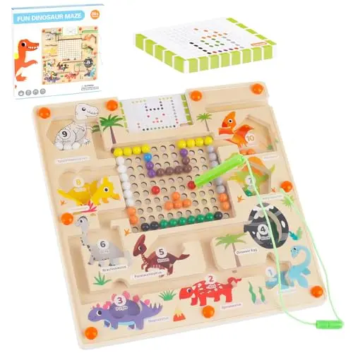 Magnetspiel Labyrinth für Kinder von 3-6 Jahren – Lernspiel mit Dinosauriern und Magneten