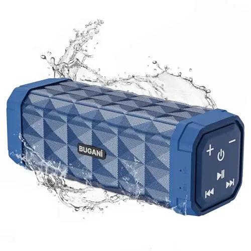 BUGANI Bluetooth Lautsprecher – 24h Akku, IPX5 wasserdicht, Freisprecheinrichtung, ideal für Zuhause und Garten