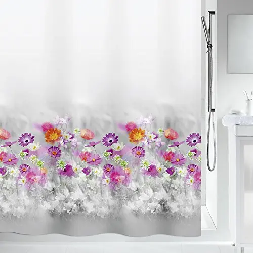 Spirella Duschvorhang Abella Blumen, waschbar und wasserdicht, 180x200cm