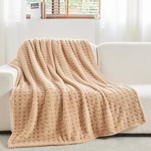 Wajade Flauschige Kuscheldecke für Sofa und Bett, 178 x 203 cm, Warm und Weich, Linen