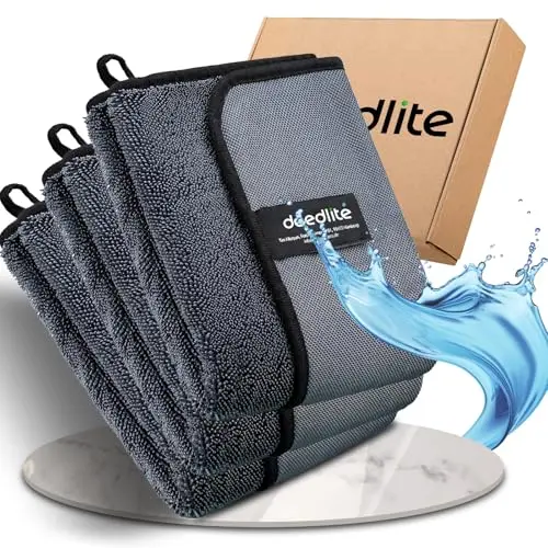 Deedlite Shiny Bath XXL Trockentuch, Premium Mikrofasertücher für Duschkabine, Auto & Haushalt (3 Stück, 40x60cm)