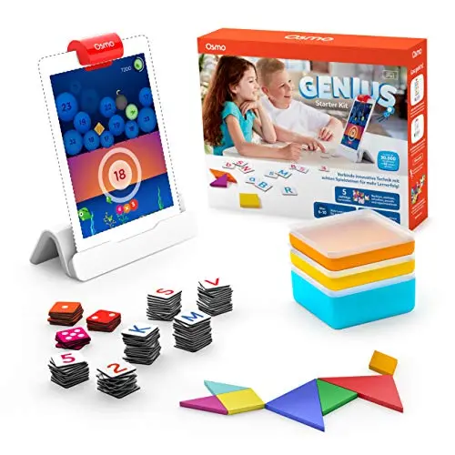 Osmo Genius Starter Kit - 5 interaktive Lernspiele für 6-10 Jahre - MINT Spielzeug mit iPad Basis