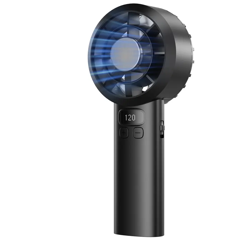 LUXVANO Handventilator, tragbar mit 120 Stufen, LED-Display, 3000mAh Akku, für Reisen, Büro, Zuhause, schwarz