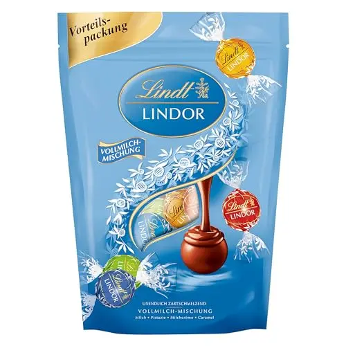 Lindt LINDOR Schokoladenkugeln Vollmilch-Mischung | 400 g | 30 Pralinen in verschiedenen Sorten
