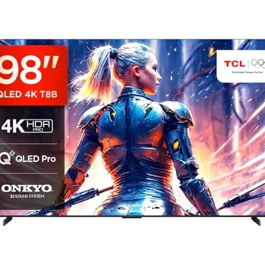 TCL 98T8B 98" QLED Gaming Fernseher, 4K UHD, HDR Pro, Google TV, Dolby Vision, Sprachsteuerung, kompatibel mit Google Assistant & Alexa