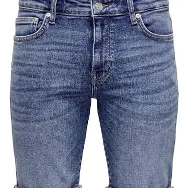 ONLY & SONS Herren Jeans Shorts Bermuda, Dunkelblau