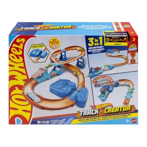 Hot Wheels Spielzeugauto Streckenset mit motorisiertem Beschleuniger - Deluxe-Bauset für spannende Rennen