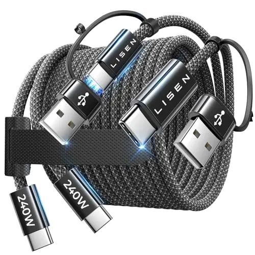 LISEN 240W USB C Kabel 1M, 2 Stück - Schnell-Ladegerät für iPhone 15 Pro Max, iPad Pro, MacBook, Galaxy S23
