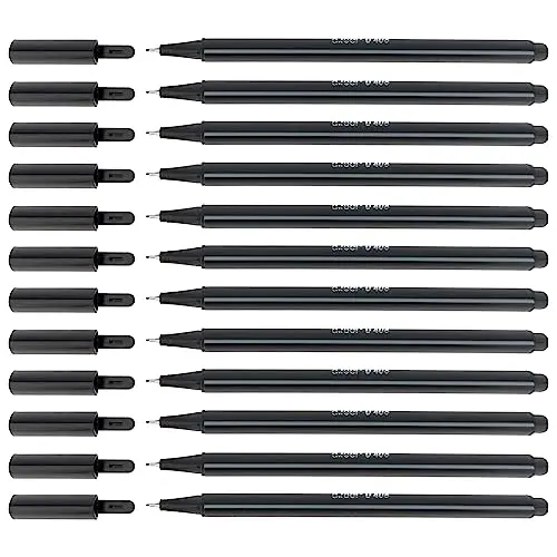 D.RECT Fineliner Set 12 Stück - Schwarz - Superfeine Linienbreite 0.4 mm
