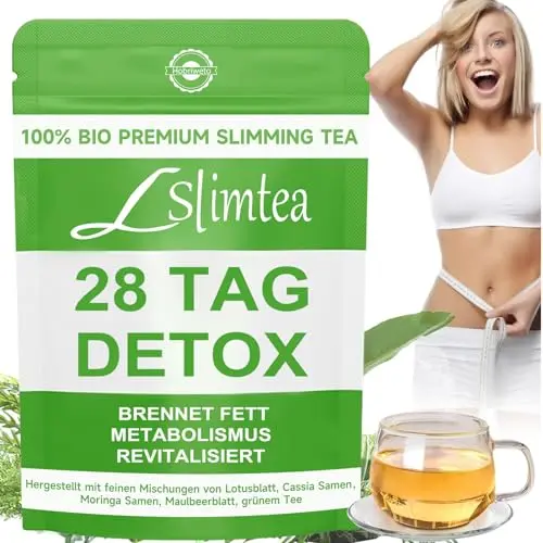 Detox Tee zur Gewichtsreduktion – 28 Tage Entgiftungstee mit Lotusblatt, Cassia, Moringa und Maulbeerblatt