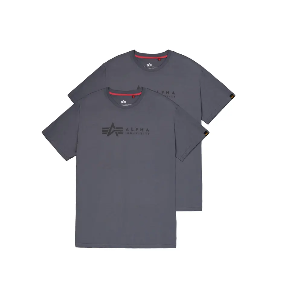 Alpha Industries Alpha Label T-Shirt 2er-Pack für Herren Grau-Schwarz