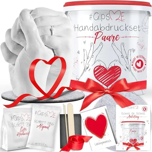 GipsME 3D Handabdruck Set für Paare – Geschenk für Valentinstag, Hochzeitstag oder Jahrestag
