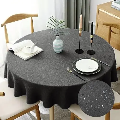 CALIYO Abwaschbare Tischdecke Rund für Küche, Wohnzimmer, Esszimmer, Balkon und Garten – 100cm/120cm/140cm