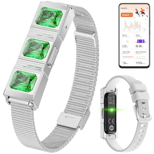 Mingtawn Smart-Armband für Damen, Fitness-Tracker mit Schrittzähler, Schlaf-Tracker und Anruferinnerung, Silber